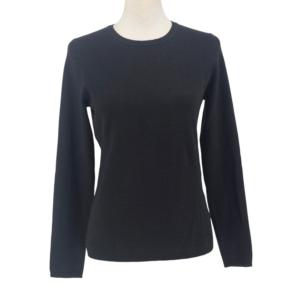 Charter Club Cashmere Sweater Small Black Quiet Luxury Classic Crewneck Office